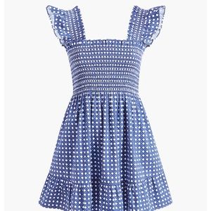 Hill house Home Elizabeth Nap Dress S Small Blue Basketweave Cotton Sateen